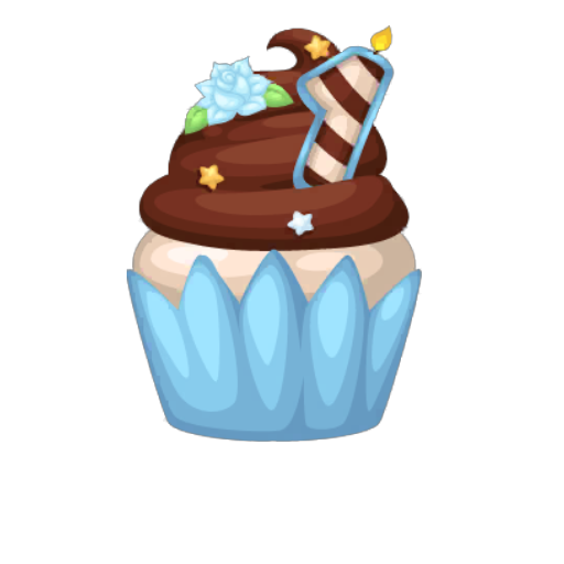 1st Anniversary Blue Cupcake