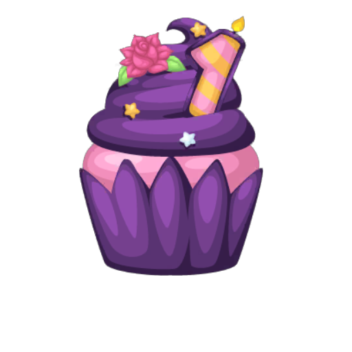 1st Anniversary Purple Cupcake
