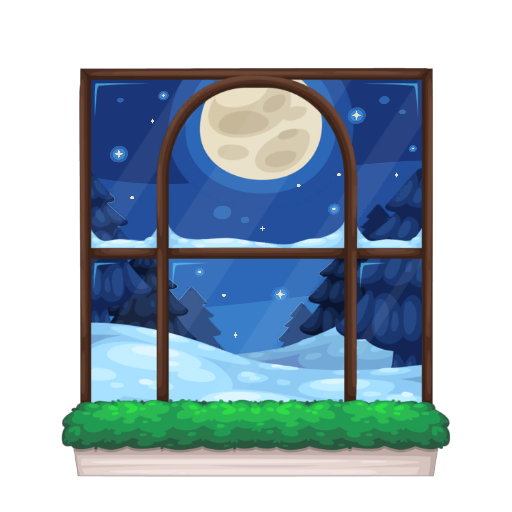 Christmas Snowy Night Window