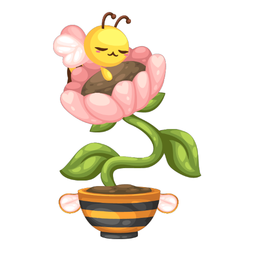 Cute Bee Pink Flower Bonsai