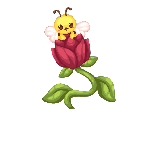 Cute Bee Red Flower