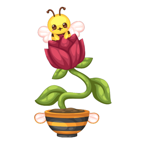 Cute Bee Red Flower Bonsai