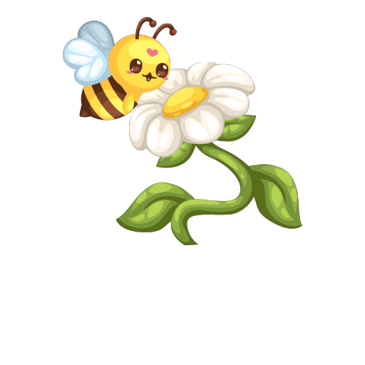 Cute Bee White Flower