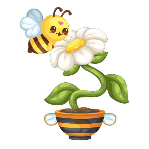 Cute Bee White Flower Bonsai