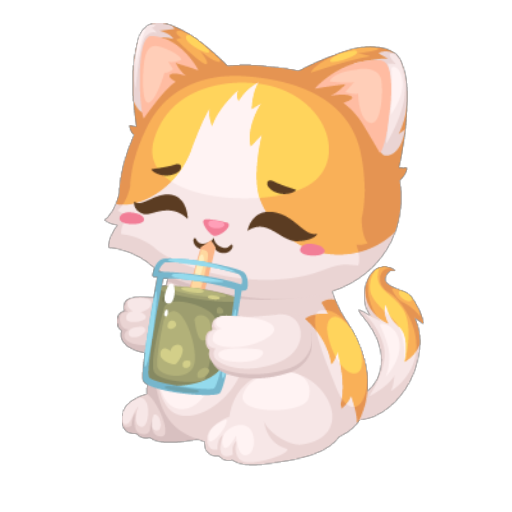 Cute Cat With Smoothie