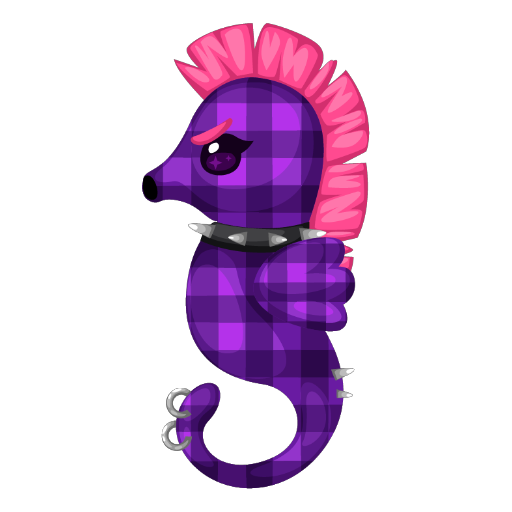 Cute Punk Purple Seahorse