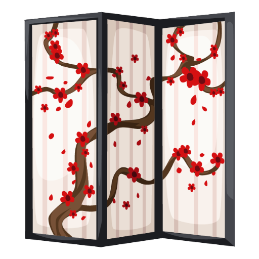 Japanese Flowers Folding Screen