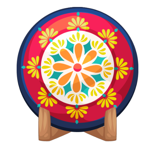 Traditional Red Flower Plate