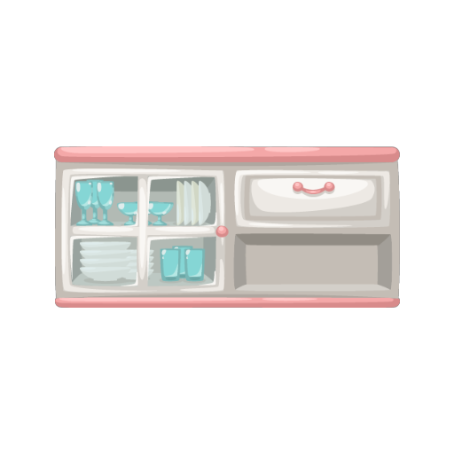 Whiteand Pink Kitchen Big Cabinet