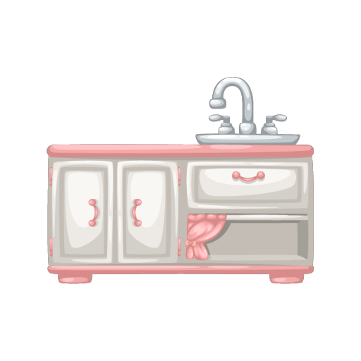 Whiteand Pink Kitchen Counter