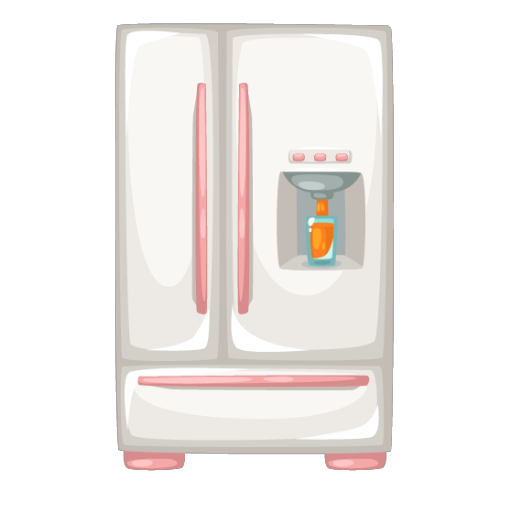 Whiteand Pink Kitchen Fridge