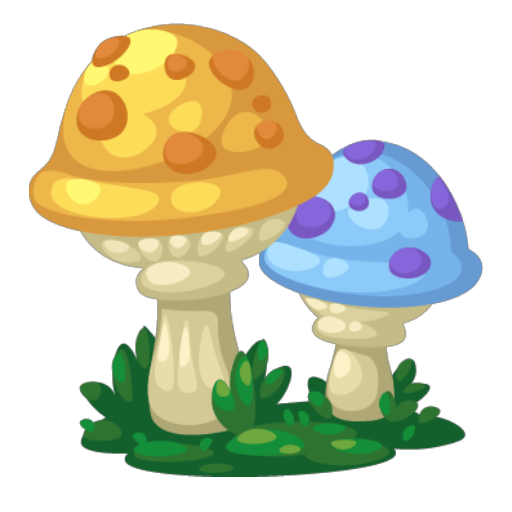 Yellow Blue Mushroom Decor